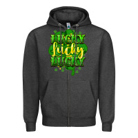 Charcoal Heather lucky lucky lucky clover St. Patrick's Zipper Hoodie - HowdyJamesFarm