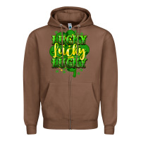 Chestnut lucky lucky lucky clover St. Patrick's Zipper Hoodie - HowdyJamesFarm
