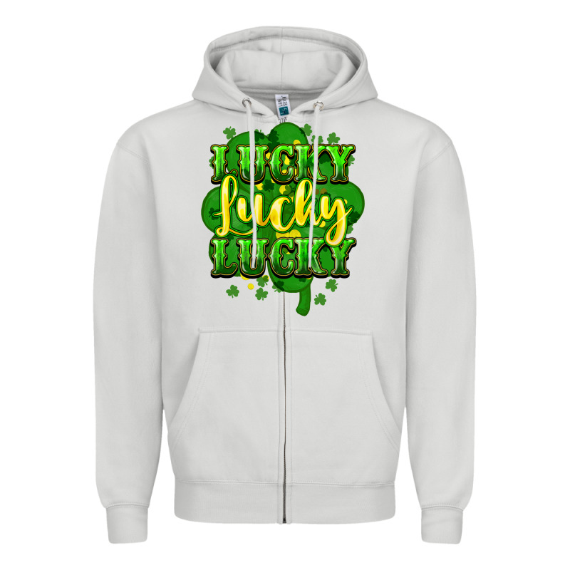 Lucky Lucky Lucky Clover St. Patrick's Zipper Hoodie by HowdyJamesFarm | Teevron