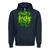 Navy lucky lucky lucky clover St. Patrick's Zipper Hoodie - HowdyJamesFarm