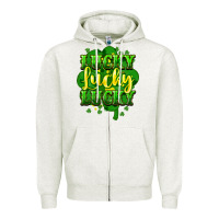 Oatmeal Heather lucky lucky lucky clover St. Patrick's Zipper Hoodie - HowdyJamesFarm
