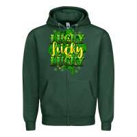 Sports Green lucky lucky lucky clover St. Patrick's Zipper Hoodie - HowdyJamesFarm