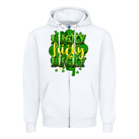 White lucky lucky lucky clover St. Patrick's Zipper Hoodie - HowdyJamesFarm