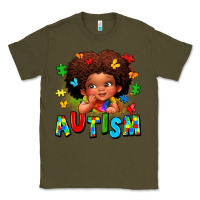 Army Green autism afro girl Classic Tee - LillyAllenDesigns