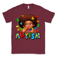 Burgundy autism afro girl Classic Tee - LillyAllenDesigns