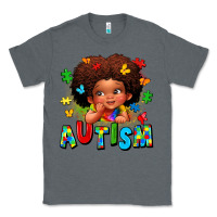 Charcoal Heather autism afro girl Classic Tee - LillyAllenDesigns