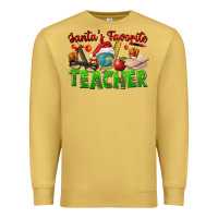 Antique Gold Santa's Favorite Teacher Premium Sweatshirt - FaDigitalArtStudio