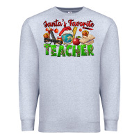 Heather Grey Santa's Favorite Teacher Premium Sweatshirt - FaDigitalArtStudio
