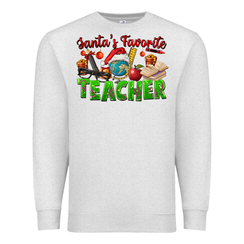 Santa's Favorite Teacher Premium Sweatshirt by FaDigitalArtStudio | Teevron