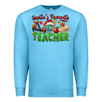 Ocean Blue Santa's Favorite Teacher Premium Sweatshirt - FaDigitalArtStudio
