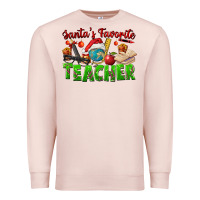 Pale Pink Santa's Favorite Teacher Premium Sweatshirt - FaDigitalArtStudio