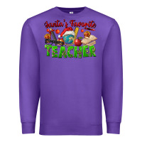 Purple Santa's Favorite Teacher Premium Sweatshirt - FaDigitalArtStudio