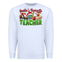 White Santa's Favorite Teacher Premium Sweatshirt - FaDigitalArtStudio