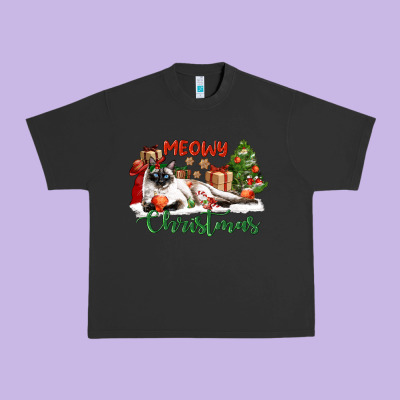 Siamese Cat Meowy Christmas Urban Heavy Tee Designed By Lillyallendesigns