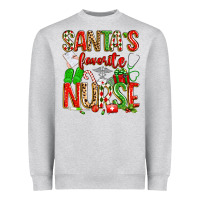 Heather Grey santa's favorite nurse Heavyweight Sweatshirt - texasbilliewilder