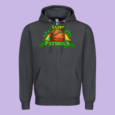 St. Patrick's Day Basketball Zipper Hoodie Designed By Howdyjamesfarm