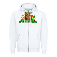 White St. Patrick's Day Basketball Zipper Hoodie - HowdyJamesFarm