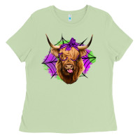 Matcha halloween highland cow Ladies Tee - Jasminsmagicworld