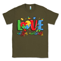 Army Green love autism awareness Classic Tee - LillyAllenDesigns