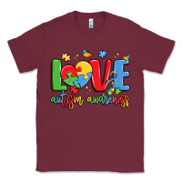Burgundy love autism awareness Classic Tee - LillyAllenDesigns
