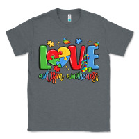 Charcoal Heather love autism awareness Classic Tee - LillyAllenDesigns