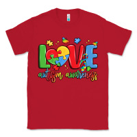 Red love autism awareness Classic Tee - LillyAllenDesigns