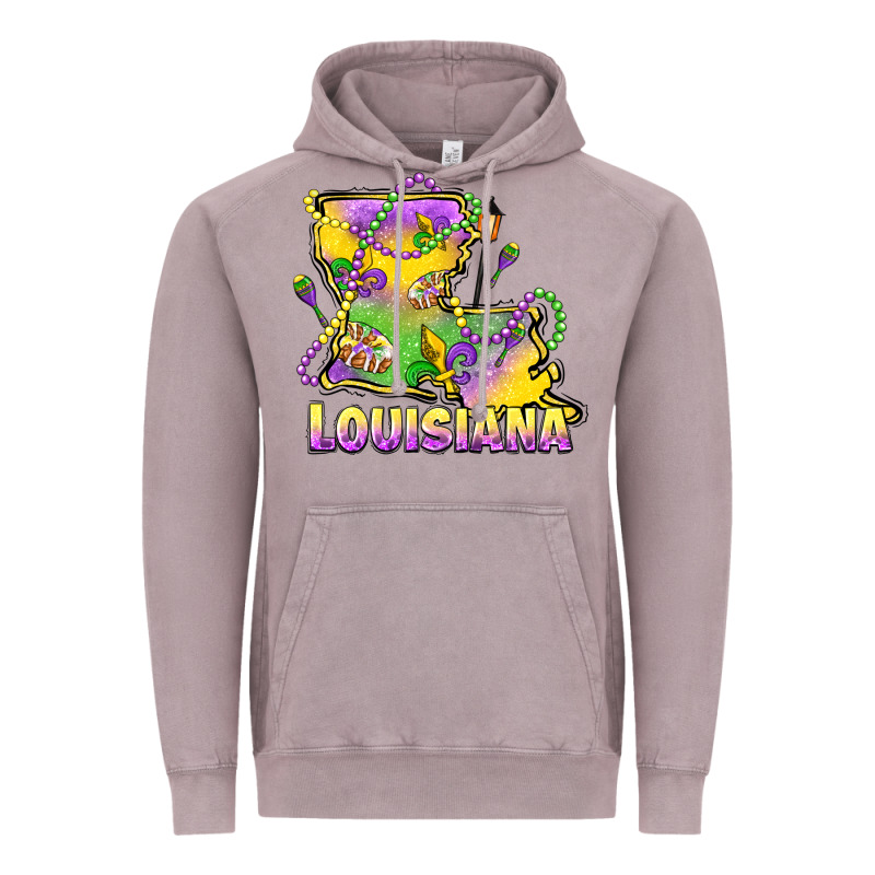 Louisiana Mardi Gras State Map Vintage Hoodie by LillyAllenDesigns | Teevron