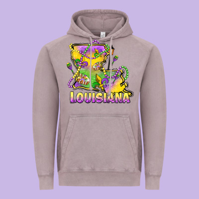 Louisiana Mardi Gras State Map Vintage Hoodie Designed By Lillyallendesigns