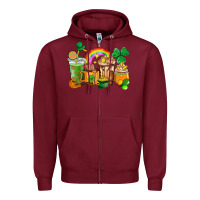 Burgundy St. Patricks coffee cups Zipper Hoodie - HowdyJamesFarm