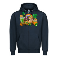 Navy St. Patricks coffee cups Zipper Hoodie - HowdyJamesFarm