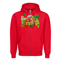 Red St. Patricks coffee cups Zipper Hoodie - HowdyJamesFarm