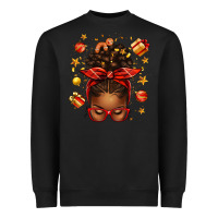 Black christmas afro messy bun Heavyweight Sweatshirt - texasbilliewilder