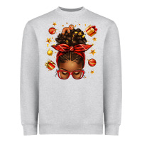 Heather Grey christmas afro messy bun Heavyweight Sweatshirt - texasbilliewilder