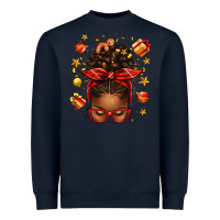 Navy christmas afro messy bun Heavyweight Sweatshirt - texasbilliewilder