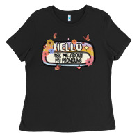 Black ask me about my pronouns Ladies Tee - MaliasSmallBusiness