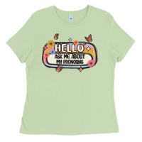 Matcha ask me about my pronouns Ladies Tee - MaliasSmallBusiness