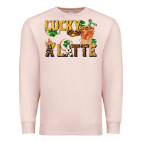 Pale Pink lucky a latte Premium Sweatshirt - FaDigitalArtStudio