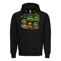 Black shamrock crusher st. patrick's day Zipper Hoodie - HowdyJamesFarm