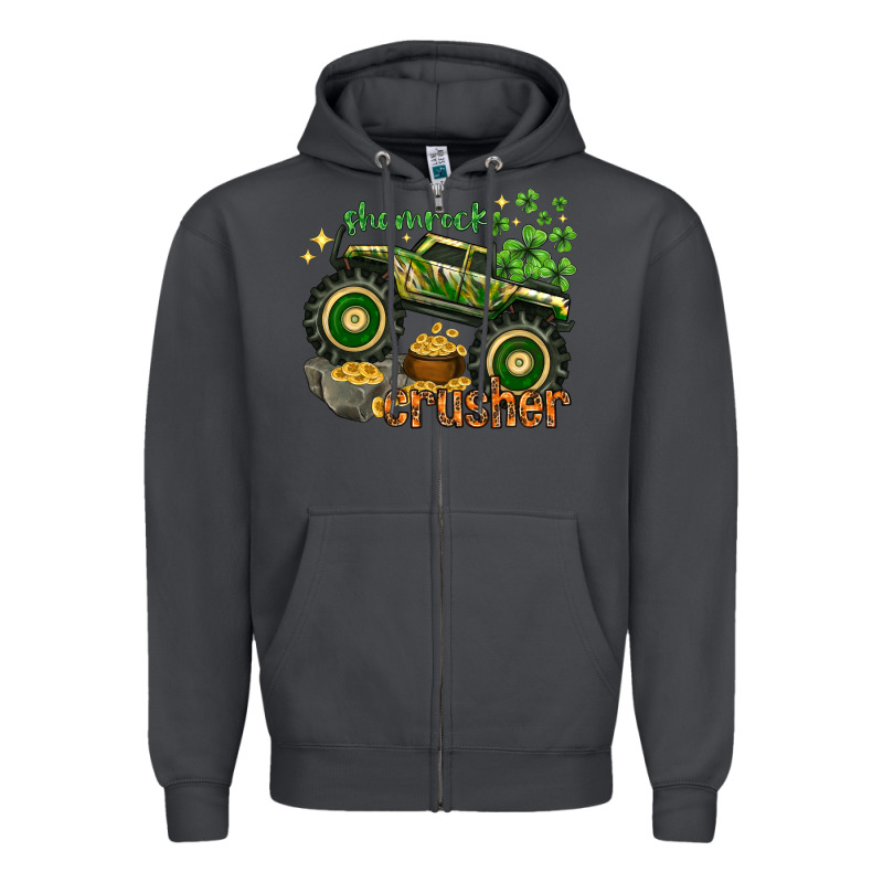 Shamrock Crusher St. Patrick's Day Zipper Hoodie by HowdyJamesFarm | Teevron