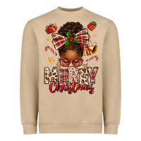 Mushroom merry christmas afro messy bun Heavyweight Sweatshirt - texasbilliewilder