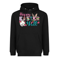 Black Happy Easter Y'all Heavyweight Hoodie - BundleAndBundleShop