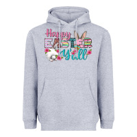 Heather Grey Happy Easter Y'all Heavyweight Hoodie - BundleAndBundleShop