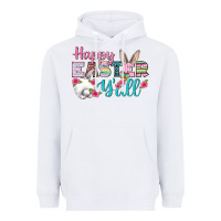 White Happy Easter Y'all Heavyweight Hoodie - BundleAndBundleShop