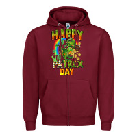 Burgundy Happy St. Patrex Day Zipper Hoodie - CowGirlArtShop