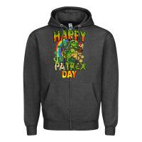 Charcoal Heather Happy St. Patrex Day Zipper Hoodie - CowGirlArtShop