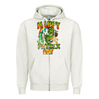 Oatmeal Heather Happy St. Patrex Day Zipper Hoodie - CowGirlArtShop