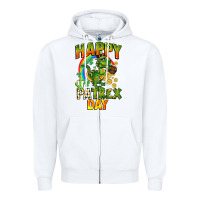 White Happy St. Patrex Day Zipper Hoodie - CowGirlArtShop