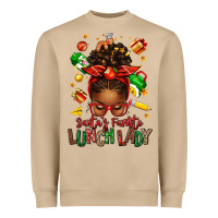 Mushroom santas favorite lunch lady afro messy bun Heavyweight Sweatshirt - texasbilliewilder