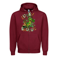 Burgundy Lucky Saurus Zipper Hoodie - CowGirlArtShop