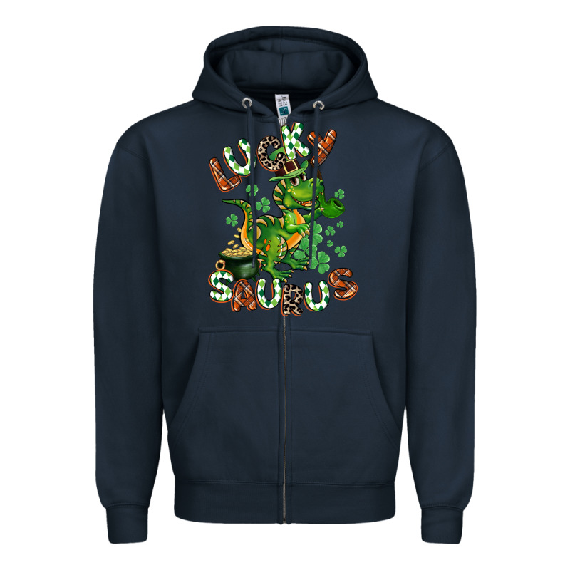 Lucky Saurus Zipper Hoodie by CowGirlArtShop | Teevron